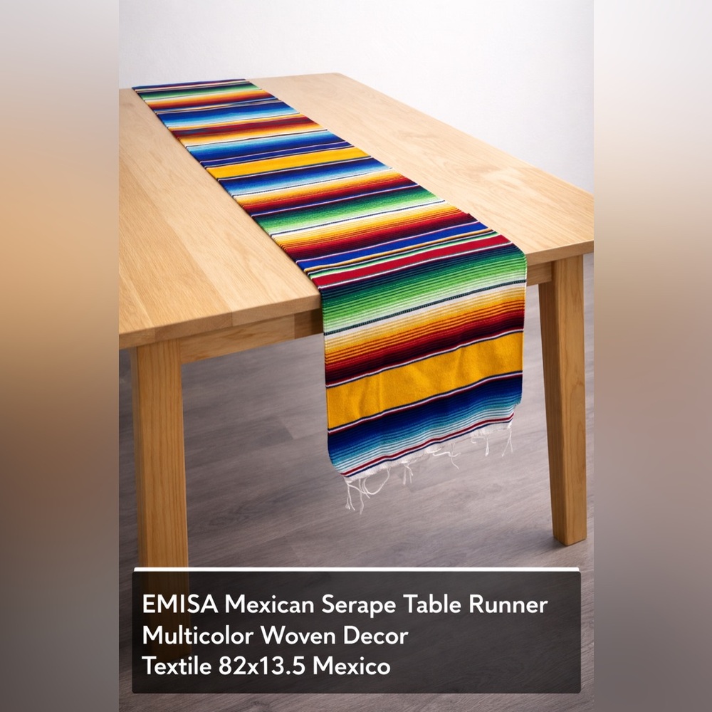 EMISA Mexican Serape Table Runner Multicolor Woven Decor Textile 82x13.5 Mexico‎